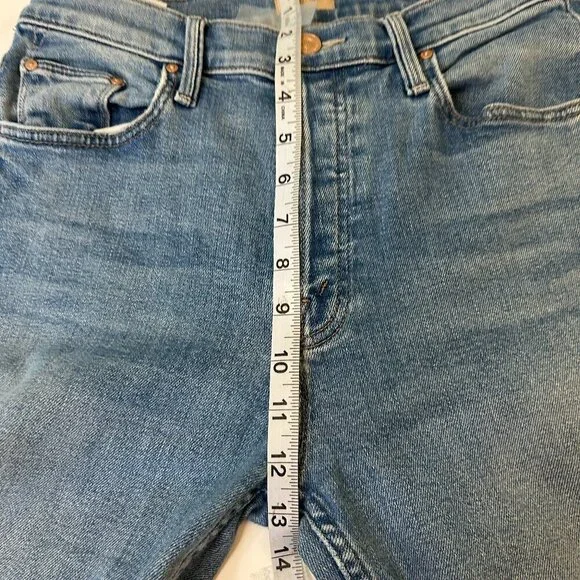 Mother High Rise Tomcat Flood Fray Flag Me DownStraight Leg Jeans Size 29